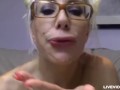 Stunning busty pornstar Puma Swede with sexy glasses performs
