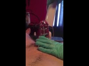 Mistress makes me cum in a cock cage