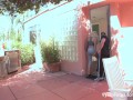 Blonde hottie Vyxen fucks her personal trainer