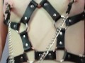 Hot Bondage Slut Plays With Nipple Clamps And Teases Pussy With A Hitachi