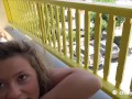She swallows my cum on the balcony of the hotel !