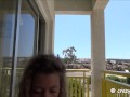 She swallows my cum on the balcony of the hotel !