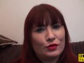 Busty british redhead dominated with roughsex
