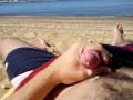 Solo male cumming on the beach