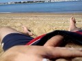 Solo male cumming on the beach