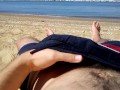 Solo male cumming on the beach