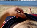 Solo male cumming on the beach