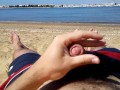 Solo male cumming on the beach