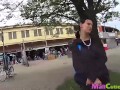 Brunette with small tits is fucking