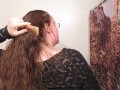 Hair Journal Combing Long Curly Strawberry Blonde Hair - Week One (ASMR)