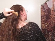 Hair Journal Combing Long Curly Strawberry Blonde Hair - Week One (ASMR)