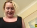 Pissing uk slut squats and wets the floor