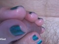 Wife's Outside Footjob - Shinny Teal Nails