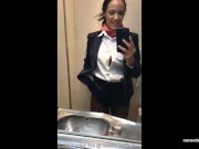 latina stewardess joins the masturbation mile high club in the lavatory