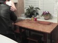 Plumber fucks wife when husband away. Russian slut. Creampie closeup pussy