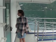Camilla Moon - shows her unshaven pussy on the boat