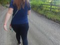 on Gravel Road with Thick Red Head PAWG in Tight Pants -NO SEX-