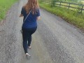 on Gravel Road with Thick Red Head PAWG in Tight Pants -NO SEX-