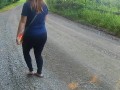 on Gravel Road with Thick Red Head PAWG in Tight Pants -NO SEX-