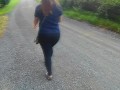 on Gravel Road with Thick Red Head PAWG in Tight Pants -NO SEX-