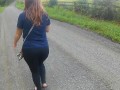 on Gravel Road with Thick Red Head PAWG in Tight Pants -NO SEX-