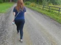 on Gravel Road with Thick Red Head PAWG in Tight Pants -NO SEX-
