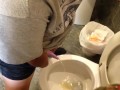 Having a blast taking a leak with the go girl penis!