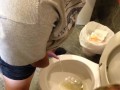 Having a blast taking a leak with the go girl penis!
