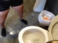 Having a blast taking a leak with the go girl penis!