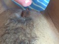 Sperm after camshot on my hairy pussy closeup