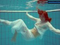 Redhead Diana hot and horny in a white dress