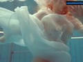 Redhead Diana hot and horny in a white dress