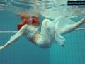 Redhead Diana hot and horny in a white dress
