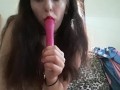 Young, sexy, Naughty nurse sucks her dildo