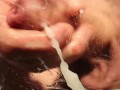 Sniffing panties, cumshot and cumplay on mirror