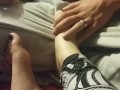 Foot rub with lotion before hook up