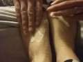 Foot rub with lotion before hook up