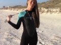 Filming my lesbian girl squirting on the beach