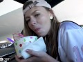 Tomboy teen Alex Blake POV fuck in a car