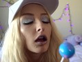 BLONDE WITH BRACES SUCKS ON LOLLIPOP ORAL FIXATION ASMR