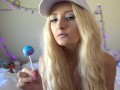 BLONDE WITH BRACES SUCKS ON LOLLIPOP ORAL FIXATION ASMR