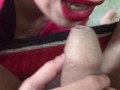 Amazing lollipop style!!! Sloppy blowjob make him cum weird