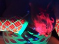 BBW milf 40 k huge boobs big nipples finger paints breast black light