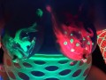 BBW milf 40 k huge boobs big nipples finger paints breast black light