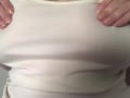 Blonde with big boobs in wet shirt with ice play