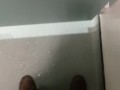 Risky, jerking off and cumming in a public toilet in middle of the day