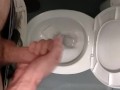 Risky, jerking off and cumming in a public toilet in middle of the day