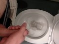 Risky, jerking off and cumming in a public toilet in middle of the day