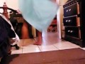 Dancing to Some Cut wearing only a towel