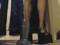Goth Girl Tramples and Steps All Over Your Dick in her New Platform Heels